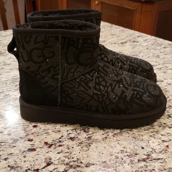 UGG | Shoes | New Ugg Black And Glitter Graffiti Boots  display picture 2